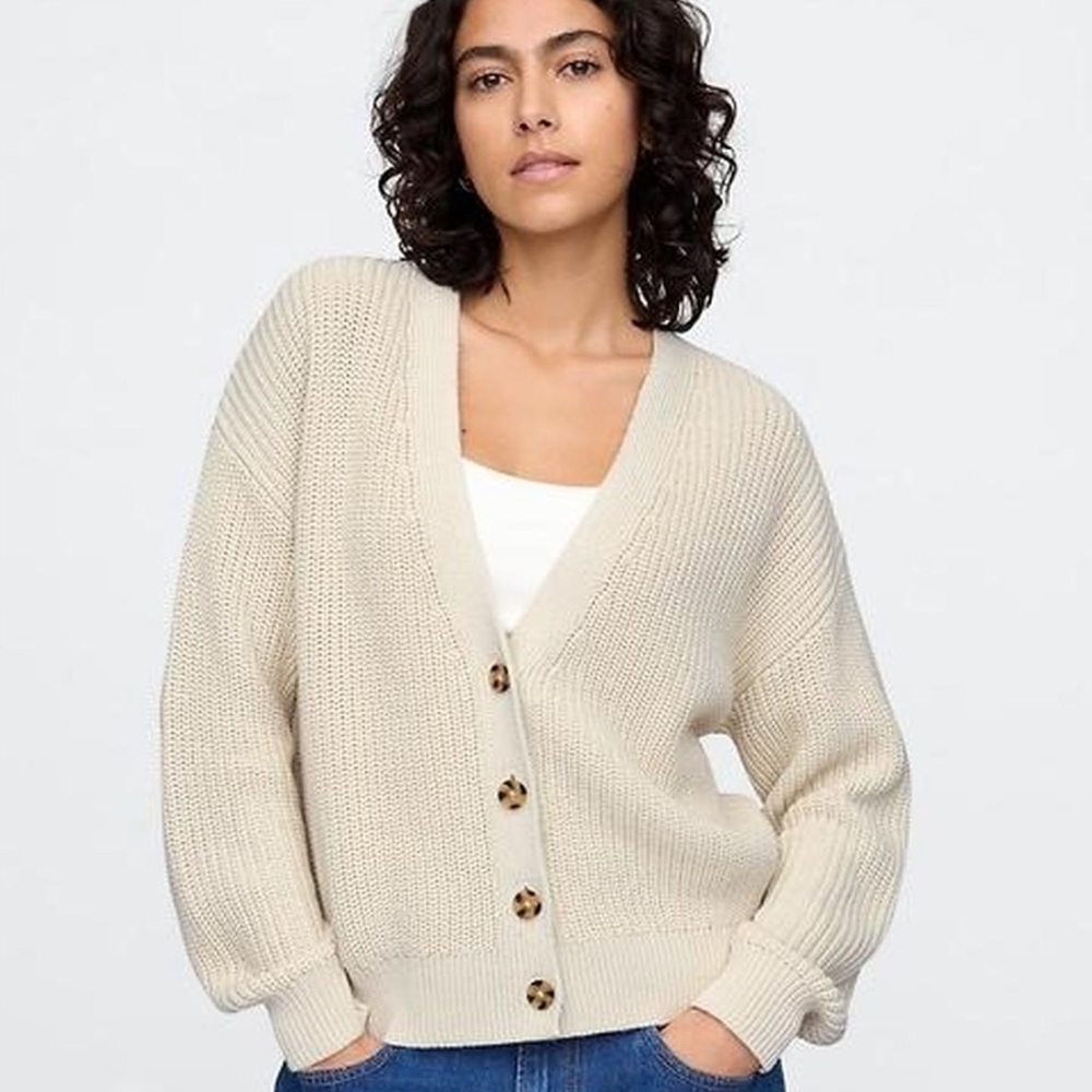 GAP Cream Button-Up Cardigan
